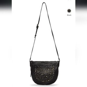 Lucky Brand Black Leather Crossbody Bag with Studs